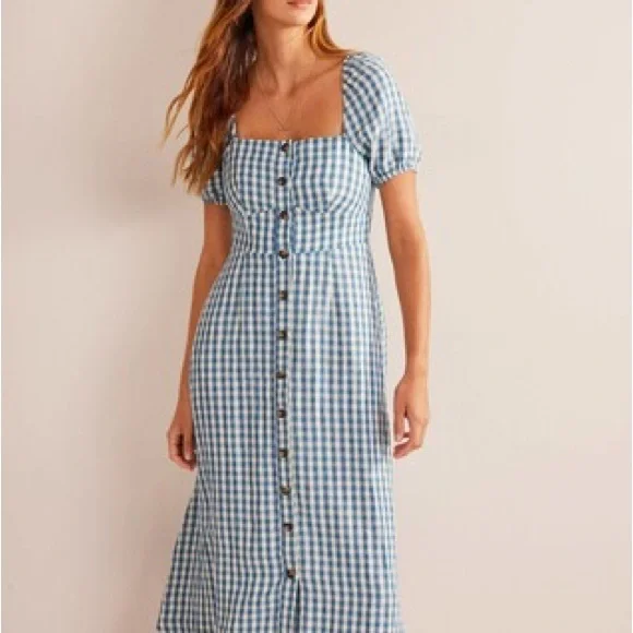 Boden Blue and White A-Line Midi Dress - Picture 3 of 6